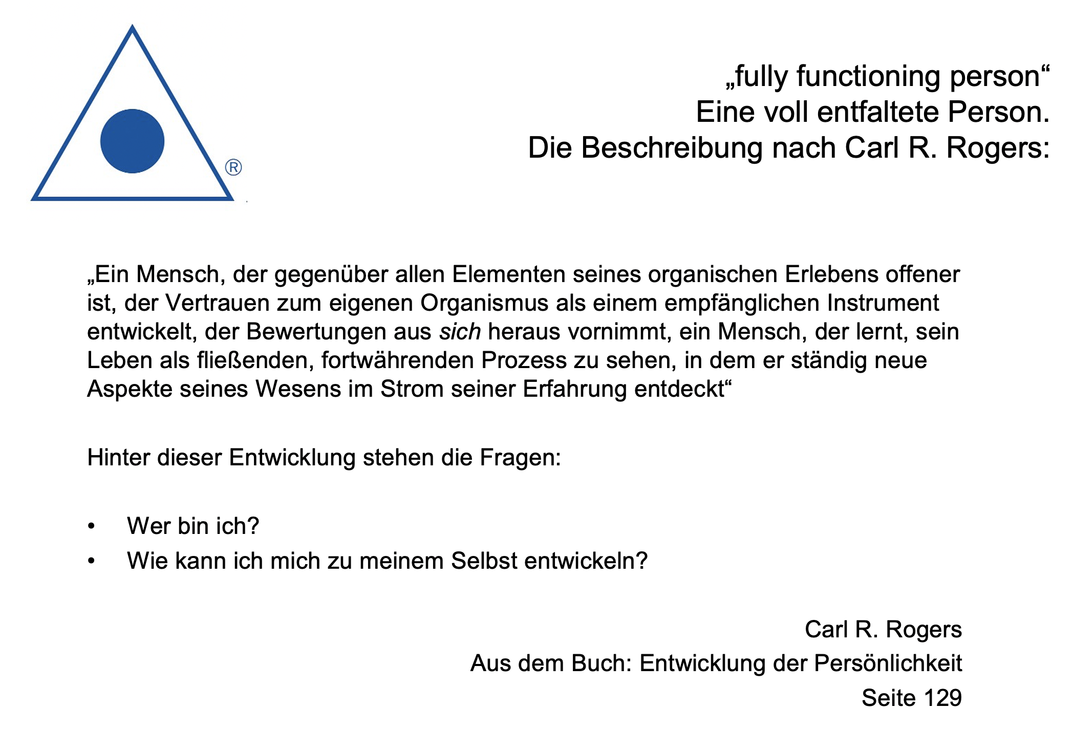 Persönlichkeitsentwicklung personzentriert